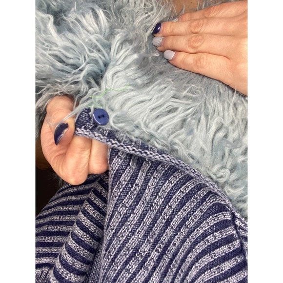 VINTAGE Blue ribbed Penny Lane Fuzzy Y2K Coat Medium - Picture 8 of 10